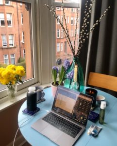 Apple Mac on desk at window - working from home